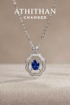 ORIENTAL FRAME - Royal BlueSapphire Pendant Necklace