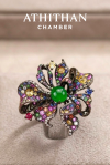 JADE & TOURMALINE Mixed Coated Flower Ring