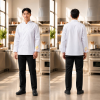 เสื้อเชฟสากล แขนยาว สีขาวล้วน