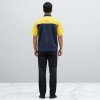 เสื้อช็อป แขนสั้น สีกรมต่อบ่าสีเหลือง ผ้าดีวาย
