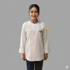 เสื้อกุ๊ก สากล คอจีน แขนยาว สีขาว แต่งแถบธงชาติ