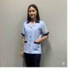 เสื้อแม่บ้าน คอฮาวาย สีฟ้าอ่อน ปกสีกรม