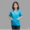 เสื้อแม่บ้าน คอฮาวาย สีฟ้าเข้ม