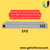 EFG – UniFi Enterprise Fortress 25G Cloud Gateway with 500+ UniFi device / 5,000+ client support, 12.5 Gbps IPS throughput, and full high-availability architecture.