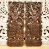 Dancing Apsara Holding Lotus Wood Carving Panel Pair