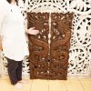 Hand-Carved Chamcha Wood Dragon Pair Wall Panel - 120cm
