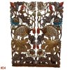 Hand Carved 3D Samanea Wood (Chumcha) Pair Fish in Lotus Panel with Mosaic Inlay (Set of 2)