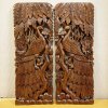 Hand Carved 3D Samanea Wood (Chumcha) Pair Peacock Wall Panel (Set of 2)