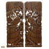 Hand Carved 3D Samanea Wood (Chumcha) Pair Peacock Wall Panel (Set of 2)