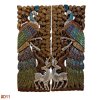 Hand Carved 3D Samanea Wood (Chumcha) Peacock & Deer Mosaic Panel (Set of 2)