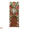 Lanna Samanea Wood Hand-Carved Rose Panel with Glass Inlay