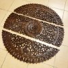 Round Floral Mandala Wood Carving Panel (90 cm, 3-Piece Set)