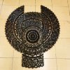 Round Black Floral Mandala Wood Carving Panel (90 cm, 3-Piece Set)