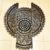 Hand Carved Lotus Mandala Round Wood Wall Art 90cm