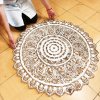 Distressed White Wash Flower Mandala 3-Piece Wood Wall Art 90cm