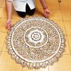 White Wash Carved Wood Mandala Wall Art Panel 90cm (36")