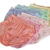 x6 Vintage Silky Nylon Underwear Size L High Waist Panties Briefs Hips 34"-44" Mushroom Gusset Granny Knicker Women Men New