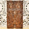 Large Hand-Carved Thai Thep Panom Deity Panel 120cm Chamcha Wood