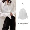Extra Find Shirt Long-sleeved white shirt with collar details, hidden buttons, thin fabric, comfortable to wear Extra Find Shirt Long-sleeved white shirt with collar details, hidden buttons, thin fabric, comfortable to wear