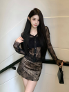 BL Skin See-Through Mini Skirt กระโปรงสีเนื้อซีทรูลายดอกไม้