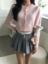 Teddy Bear Belt Pleated Skirt