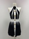 ชุดเดรส Hepburn Sleeveless Flower Slim Fit Knitted Halterneck Dress