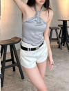 Bane Silky Halter Neck Blouse 2color เสื้อคล้องคอเว้าหลัง