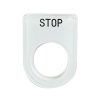 เนมเพลทอคิลิค STOP แบบห่วง 22MM(33X45)พื้นขาว