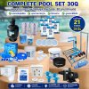 Complete Pool Set 30Q ชุดอุปกรณ์สระว่ายน้ำครบชุด สำหรับสระว่ายน้ำขนาด 30 ลูกบาศก์เมตร พร้อมระบบกรอง ระบบเกลือ และระบบไฟใต้น้ำ