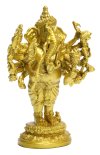 พระบูชาพิฆเนศปาง 16 กร สูง 5" บรอนซ์เคลือบสีทอง