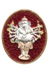 เหรียญพระพิฆเนศปาง 16 กร สูง 3.8 cm ชุบ 3K ลงยาแดง