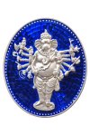 เหรียญพระพิฆเนศปาง 16 กร สูง 3.8 cm เงินลงยา 2 หน้า (หน้าน้ำเงิน+หลังน้ำเงิน)