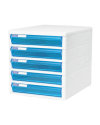 ตู้ลิ้นชักใส่เอกสาร Orca TCB-5 5 ชั้น โครงขาวลิ้นชักสีฟ้า