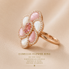 CAMELLIA FLOWER - Padparadscha, Mother of Pearl Ring