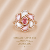CAMELLIA FLOWER - Padparadscha, Mother of Pearl Ring