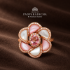 CAMELLIA FLOWER - Padparadscha, Mother of Pearl Ring