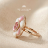 CAMELLIA FLOWER - Padparadscha, Mother of Pearl Ring