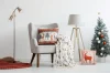 Armchair in a home with a white christmas