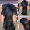 รหัส L40 - หางม้าหนีบลอนสวอนปลาย ความยาว 40 ซม. แถมโบว์ผ้าโปร่งสีดำ