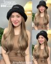 รหัส B90 - วิกหมวกสีดำขนนุ่ม : (ผมลอนยาว) ความยาว 50 ซม. แบบเย็บติดหมวก ถอดไม่ได้ (แถมเน็ต+ขาตั้ง+ของแถม)