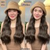 รหัส M49 - วิกหมวกสีน้ำตาลขนนุ่ม : วิกด้านใน (ผมลอนคลื่น) แบบเย็บติดหมวก ถอดไม่ได้ (แถมเน็ต+ขาตั้ง+ของแถม)