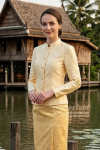 ชุดไทยอมรินทร์ สีครีมเหลืองทอง (TA 014)