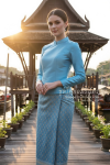 ชุดไทยอมรินทร์ สีฟ้า (TA 020)