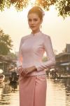 ชุดไทยอมรินทร์ สีชมพูอ่อน (TA 005)