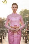 ชุดไทยบรมพิมานประยุกต์ สีชมพู (TBP 011)