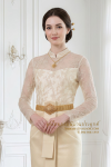 ชุดไทยบรมพิมานประยุกต์ สีครีม (TBP 014)