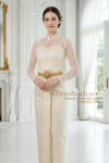 ชุดไทยบรมพิมานประยุกต์ สีครีม (TBP 016)