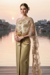 ชุดไทยจักรี สีครีมเบจ (TCK 019)