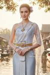 ชุดไทยจักรี สีเทาเงินม่วง (TCK 007)
