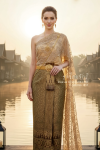 ชุดไทยจักรี สีน้ำตาลทอง (TCK 032)